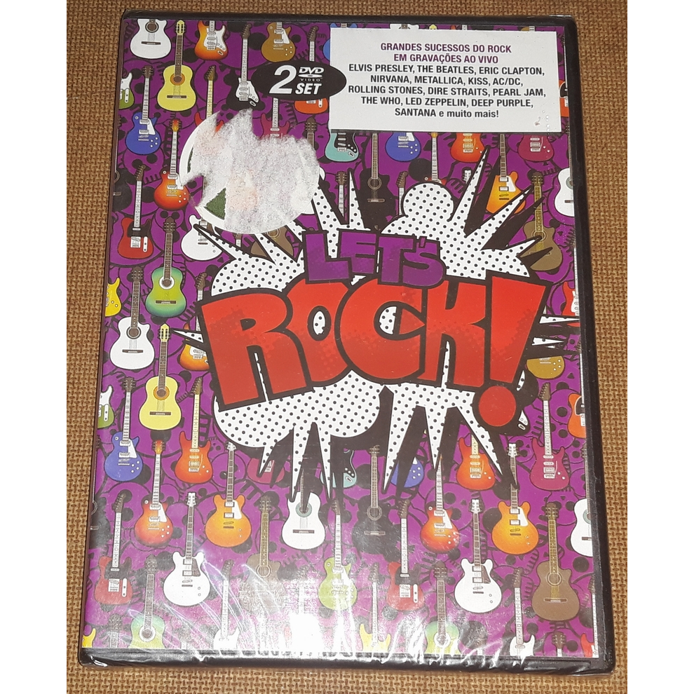 Let's Rock - DVD Duplo Novo Lacrado - AC/DC Jimi Hendrix Beatles Stones Eric Clapton Sex Pistols U2 Deep Purple Santana Neil Young KISS Metallica Ozzy Osbourne Steppenwolf Elvis Presley Audioslave The Pogues Lou Reed Chuck Berry Dire Straits