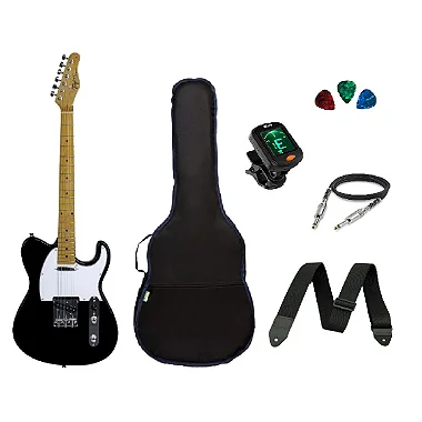 KIT Guitarra Tagima Woodstock Telecaster Tw55 Preta