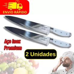 Kit 2 Faca Aço Inox 8 Polegadas 34cm Line Utensilio Carnes Legumes e Frutas Cozinha Chef