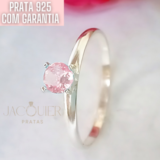 Anel solitário Prata 925,  noivado, pedra de zircônia  de 4 mm, Aparador de Aliança  Anel Namoro em Oferta na Shopee