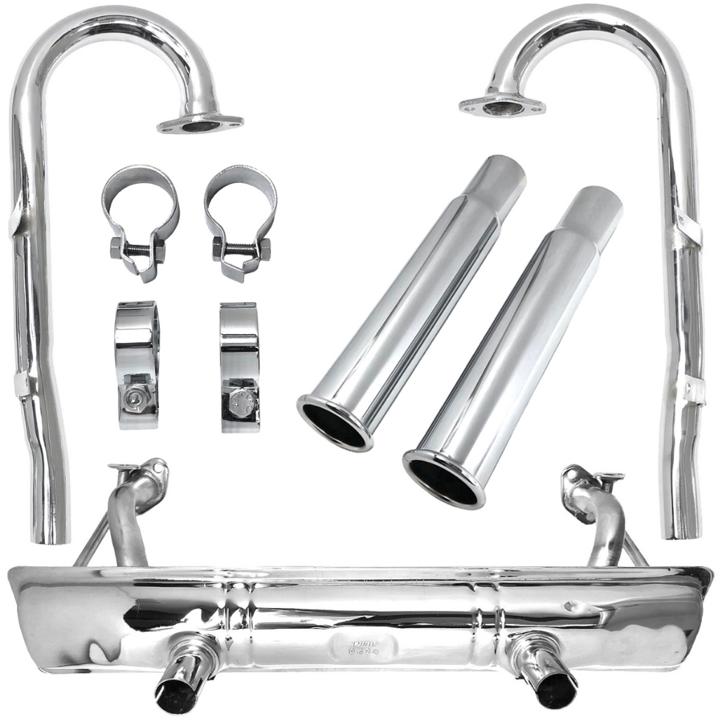 Escapamento/ Bengala/ Ponteira/ Abraçadeiras/ Fusca 1300 e 1500 C/ Entrada De Ar  Kit Cromado