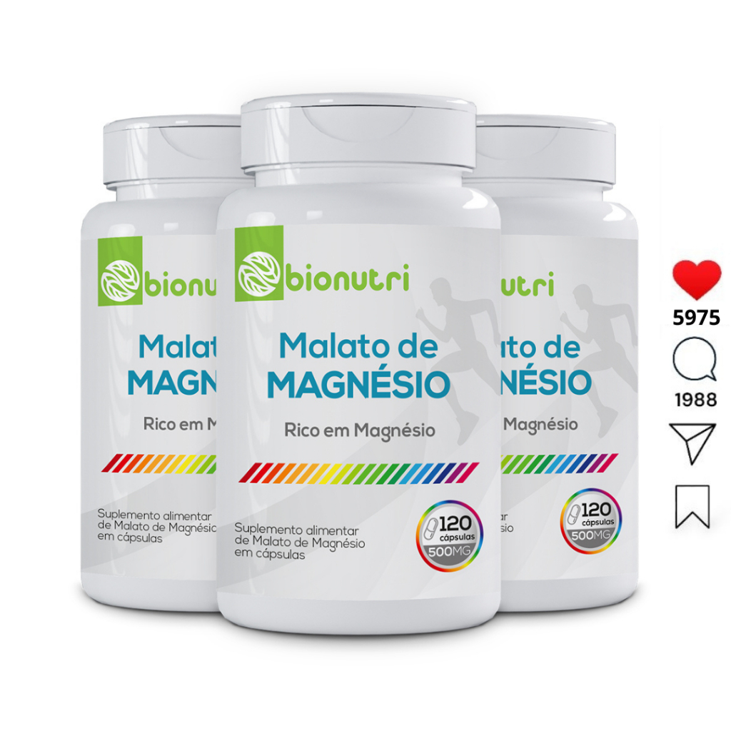 Kit 3x Magnésio Dimalato Natural 120 Cápsulas Bionutri