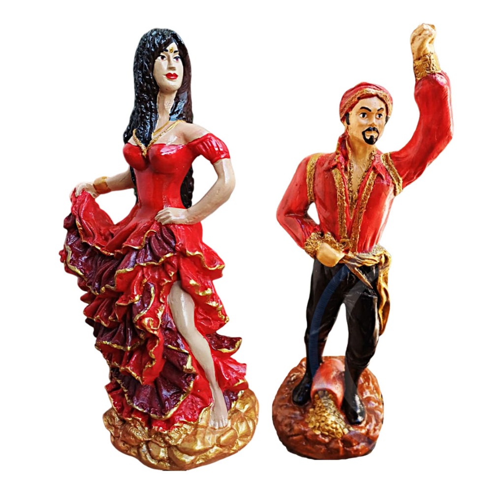 Imagem Casal de Ciganos Cigano Pablo e Cigana 7 saias Imagem em Gesso