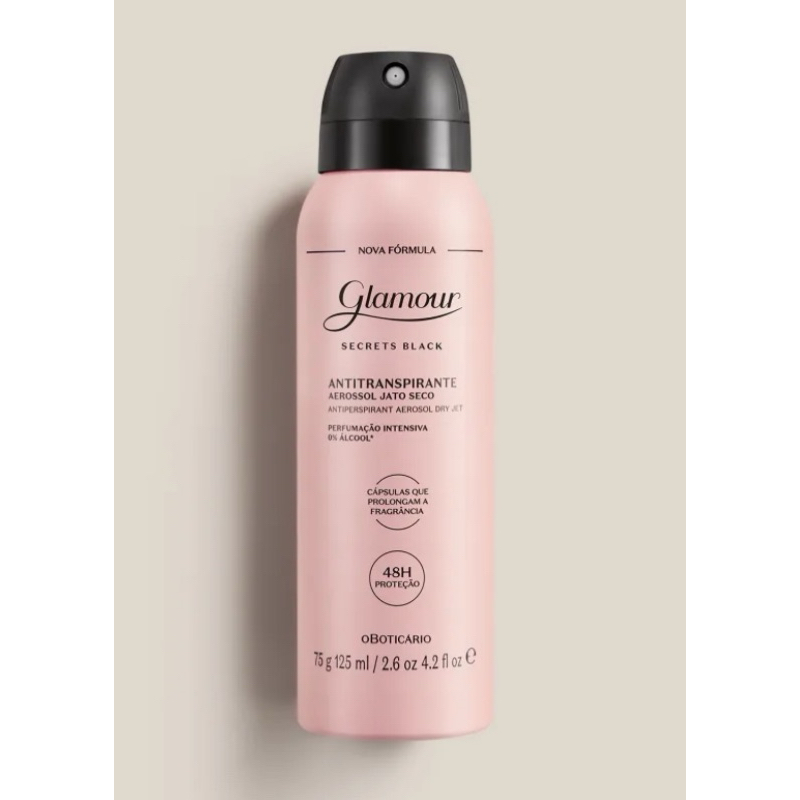 O Boticário Antitranspirante Feminino Glamour Secrets Black 75g Desodorante Aerossol