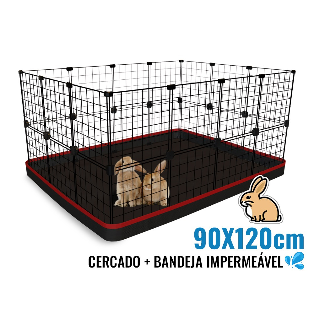 Cercado de Coelho Muito Espaço e Alto 90x120x60cm com Bandeja Tapete Higiênico Impermeável Gaiola Pet