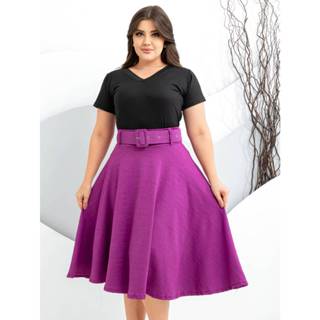 Saia Midi Laveli Comportada Rodada Godê Moda Cristã em Oferta na Shopee