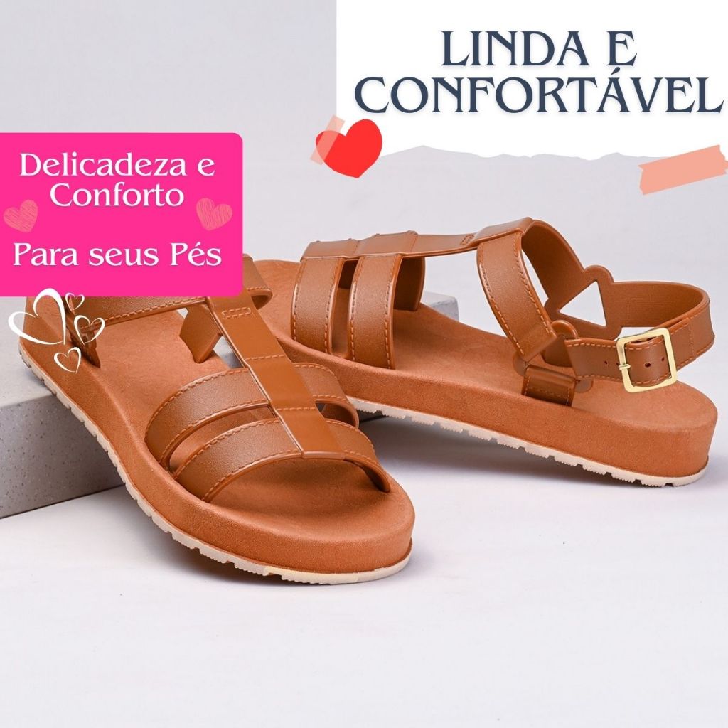 Sandália Feminina Birken Rasteira: Conforto e Charme com Detalhes Super Leve