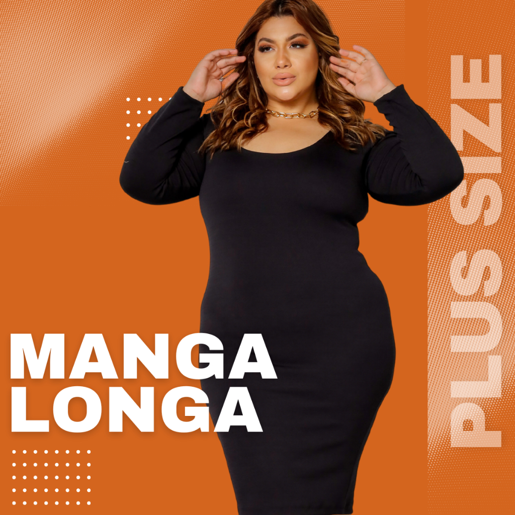 Oferta Imperdível Vestido Plus Size Manga Longa com Ótima Elasticidade