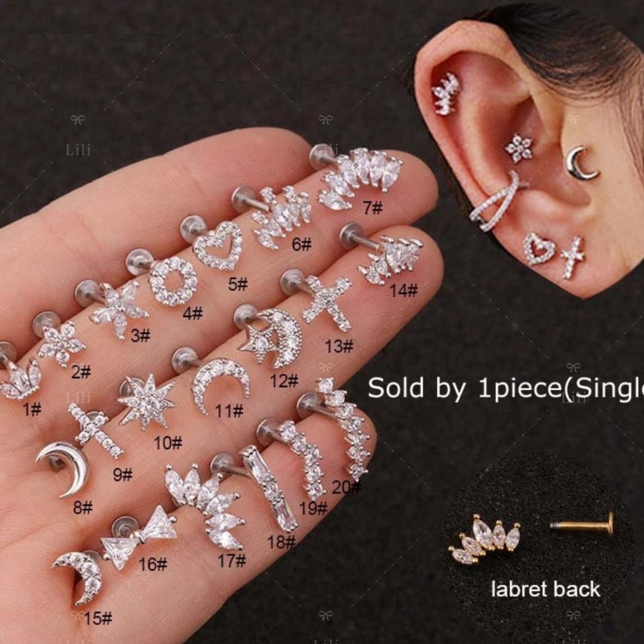 Piercing Labret Aço Inoxidável Brincos Tragus Dália Pinton Auricular em Oferta na Shopee