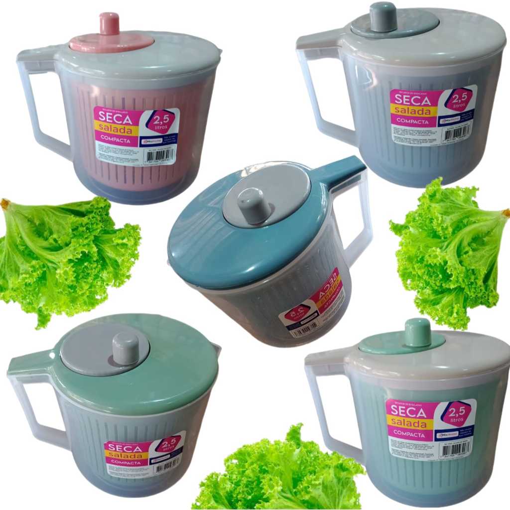 Centrífuga Seca Salada Secador Verduras Manual 2,5 Litros