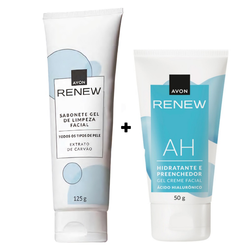 Kit Renew Gel Creme Hidratante e Preenchedor Com ácido hialurônico 50g + Sabonete Gel de Limpeza Facial 125g