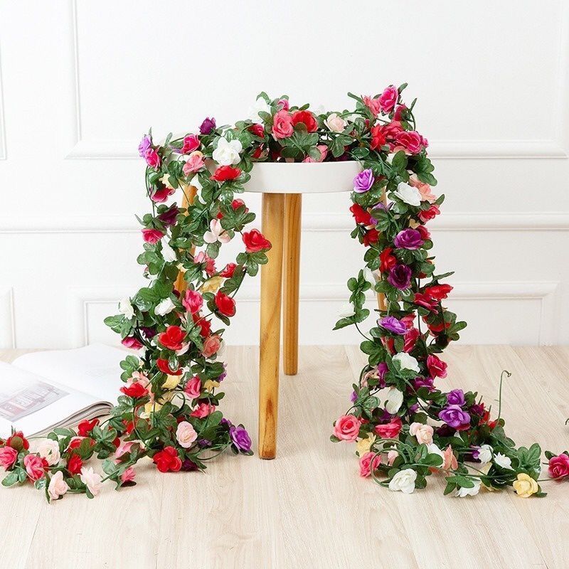 Guirlanda de Flores Com Rosas 2m Corda Artificial Decoração cerejeira em Oferta na Shopee