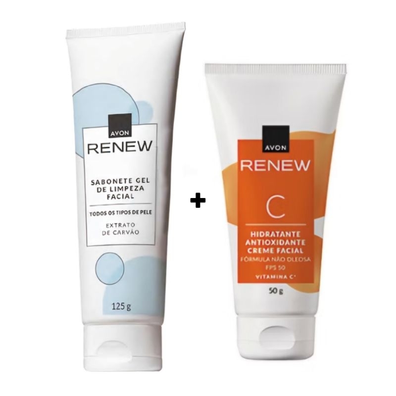 Kit Renew Hidratante Antioxidante Vitamina C FPS50 50g + Sabonete Gel de Limpeza Facial Renew 125g