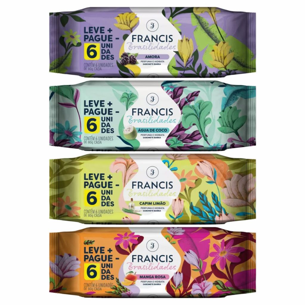 Kit 6 Sabonetes Francis Brasilidades Leve + Pague - A ESCOLHER 80g