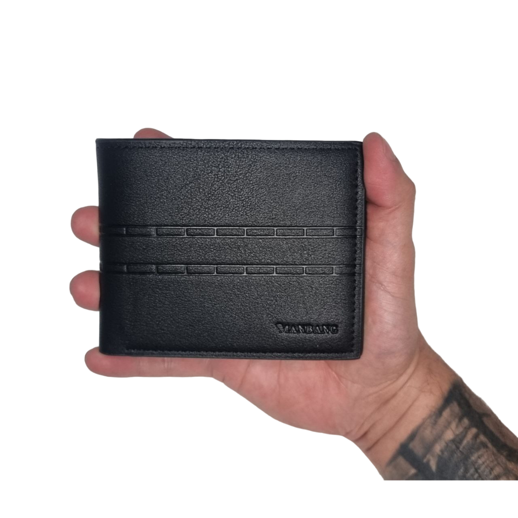 Carteira Masculina Em Couro Porta Cartão Notas Manbang