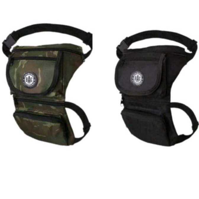 Pochete Cartucheira de Perna Preta Camuflada Lisa Utilidades Trabalho Resistente Exercito