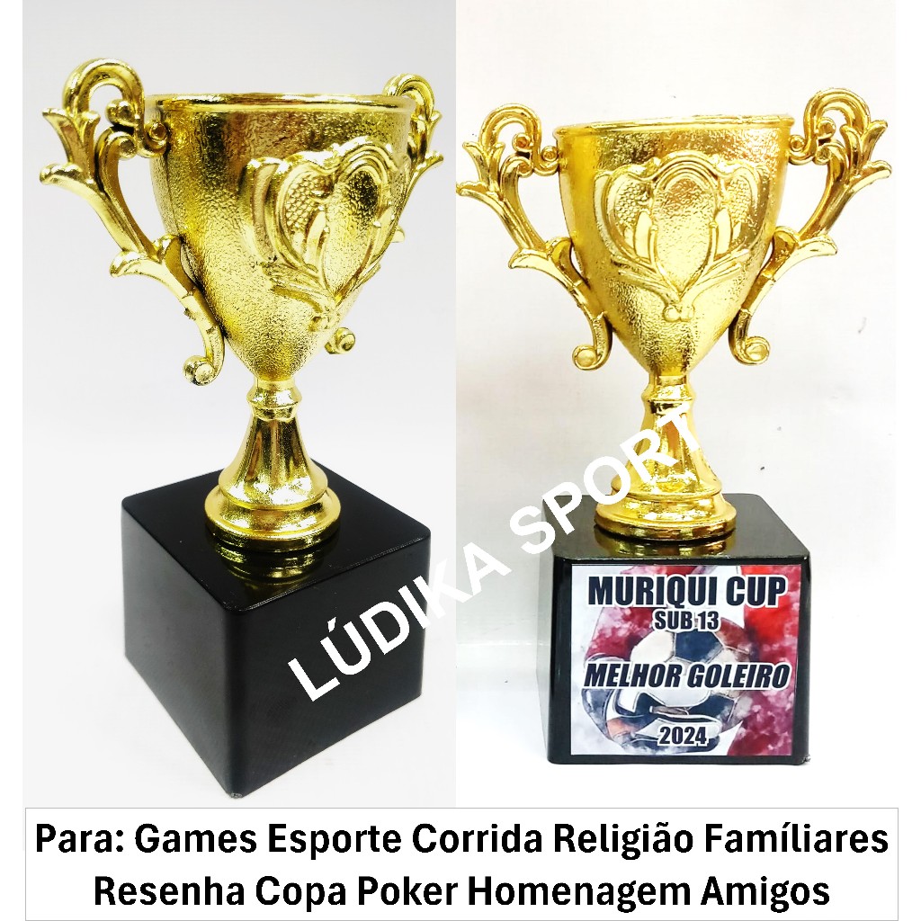 Troféu Taça 15cm BL1 - Personalizo - Games Religião Resenha Copa Poker Futebol Bom Comportamento