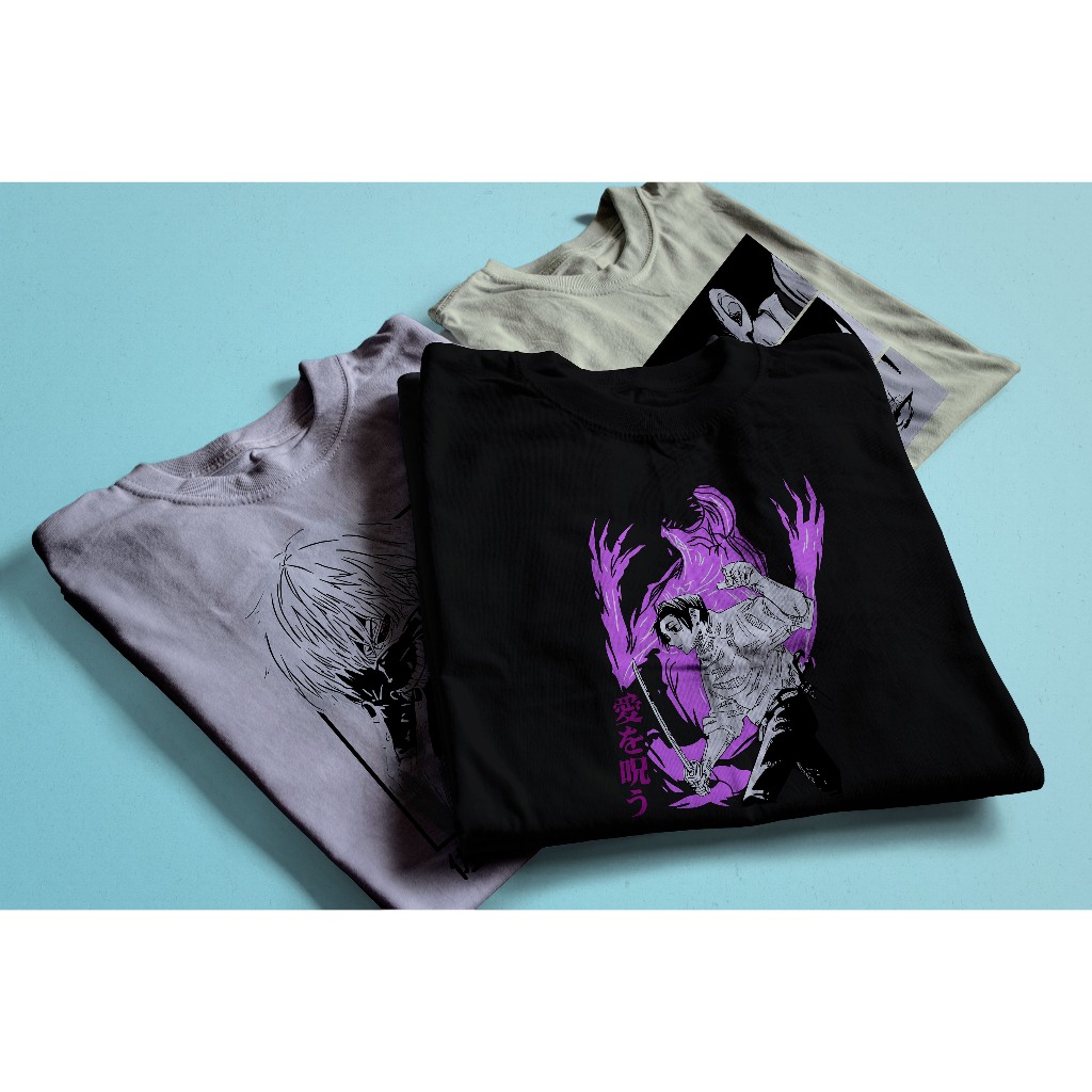Kit 3 Camisa Estampas De Anime Diversas Estampas Preto Branco E Off White Jujutsu Kaisen Ken Kaneki Levi Ackerman Camisetas