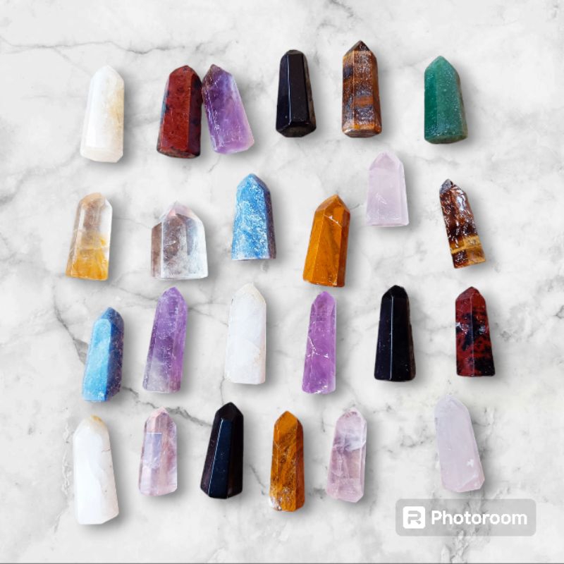 kit 10 pontas pedras naturais 3 cm ametista cristal obsidiana quartzo verde azul jaspe amarelo