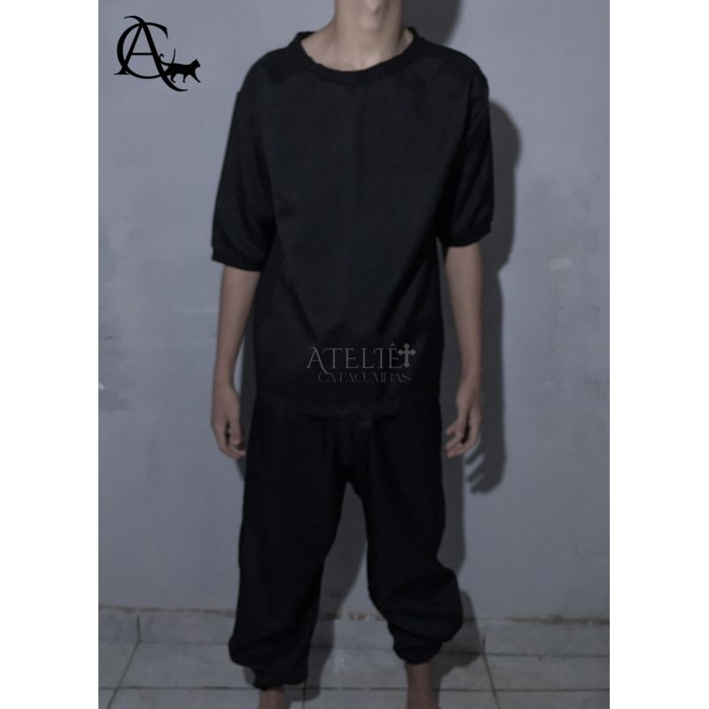 conjunto masculino preto esquerda umbanda candomblé Exu tranca rua/marabo/tiriri/capa preta/7 encruzilhadas/veludo/mirim