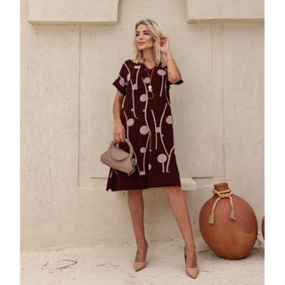 Vestido Midi Isa Manga Curta Bolsos Viscolycra Outono Soltinho em Oferta na Shopee