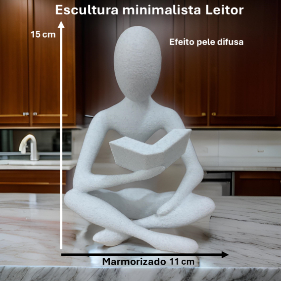 Escultura Minimalista 3D "Celestial Leitor" – Decoração Moderna para Casa e Escritório - P...