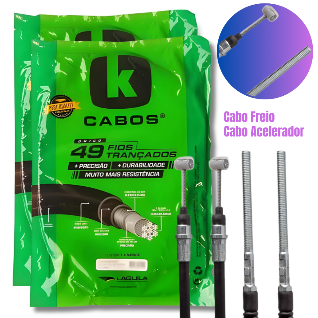 Cabo Acelerador + Cabo Freio Modelo Original Moto Honda Biz 125 Ks Es 2003 a 2008