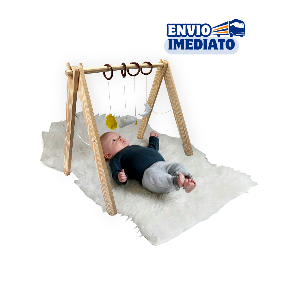 Cavalete Baby Gym em Madeira Montessori Brinquedo Sensorial Bebê