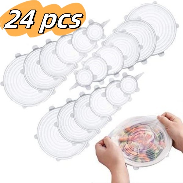 24 Pcs Tampa Silicone Elastica Reutilizável À Prova Sopa De Fugas Para Cozinha