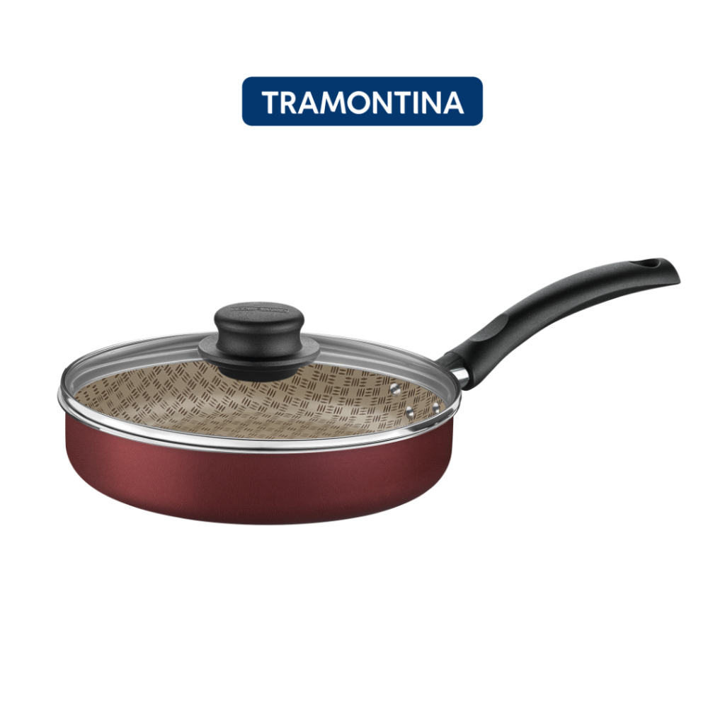 Frigideira Tramontina Turim 22cm Alumínio Interno e Externo Antiaderente Starflon Max Tampa de Vidro