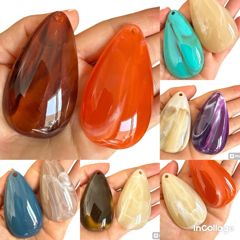 2PÇS Pingente grande em acrílico/Resina para montagem de colar e outros acessórios de moda em Oferta na Shopee