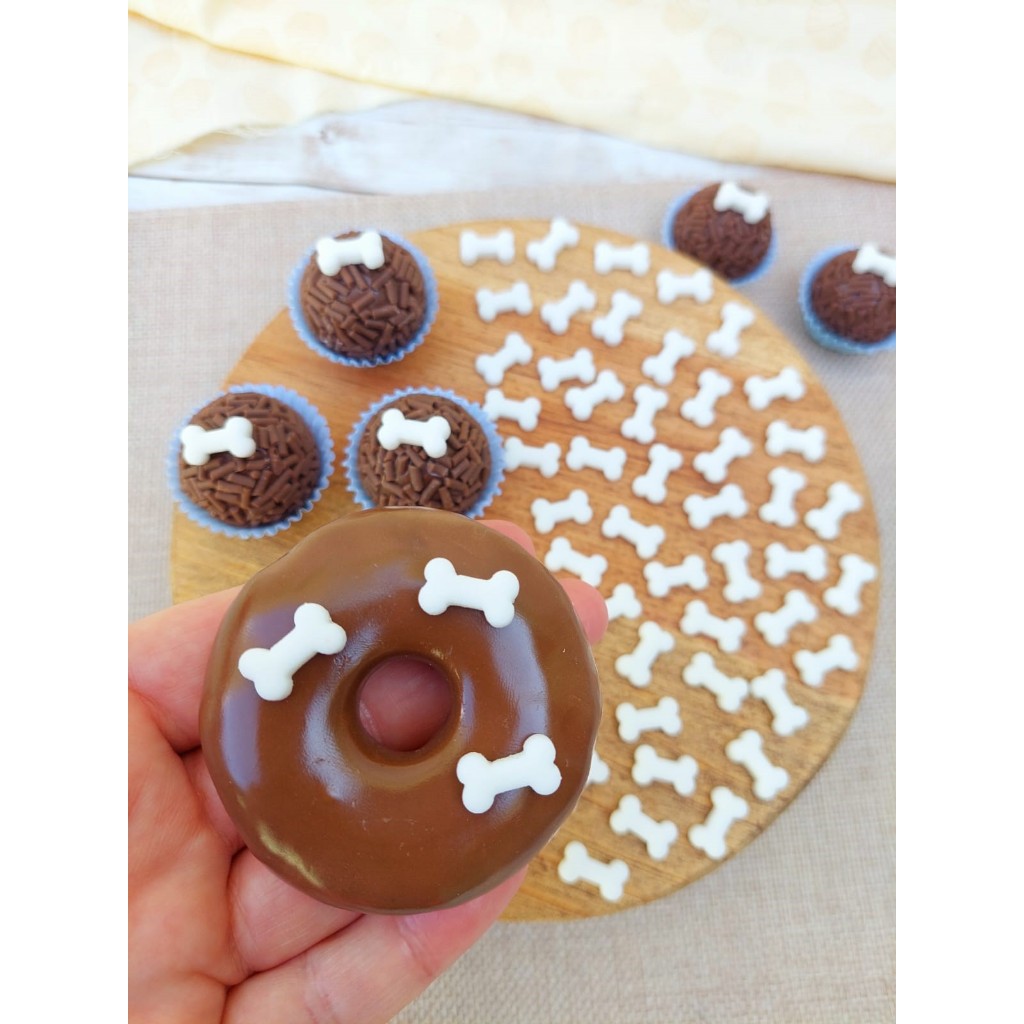 Confeitos de Açúcar Osso Cachorro Sprinkles Aplique Comestível.