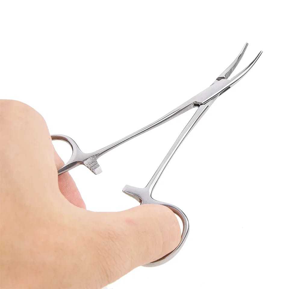 Kit 2 Pinça Mosquito Reta/Curva Halstead 12cm Aço Inox procedimentos cirúrgicos