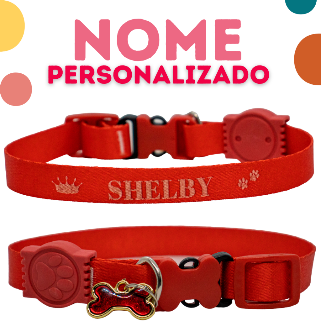 Coleira pet personalizada para Cachorro e gato pingente luxo em Oferta na Shopee