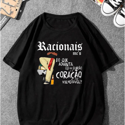 Camiseta Racionais Coração Unissex 100% Algodão Streetwear Lançamento