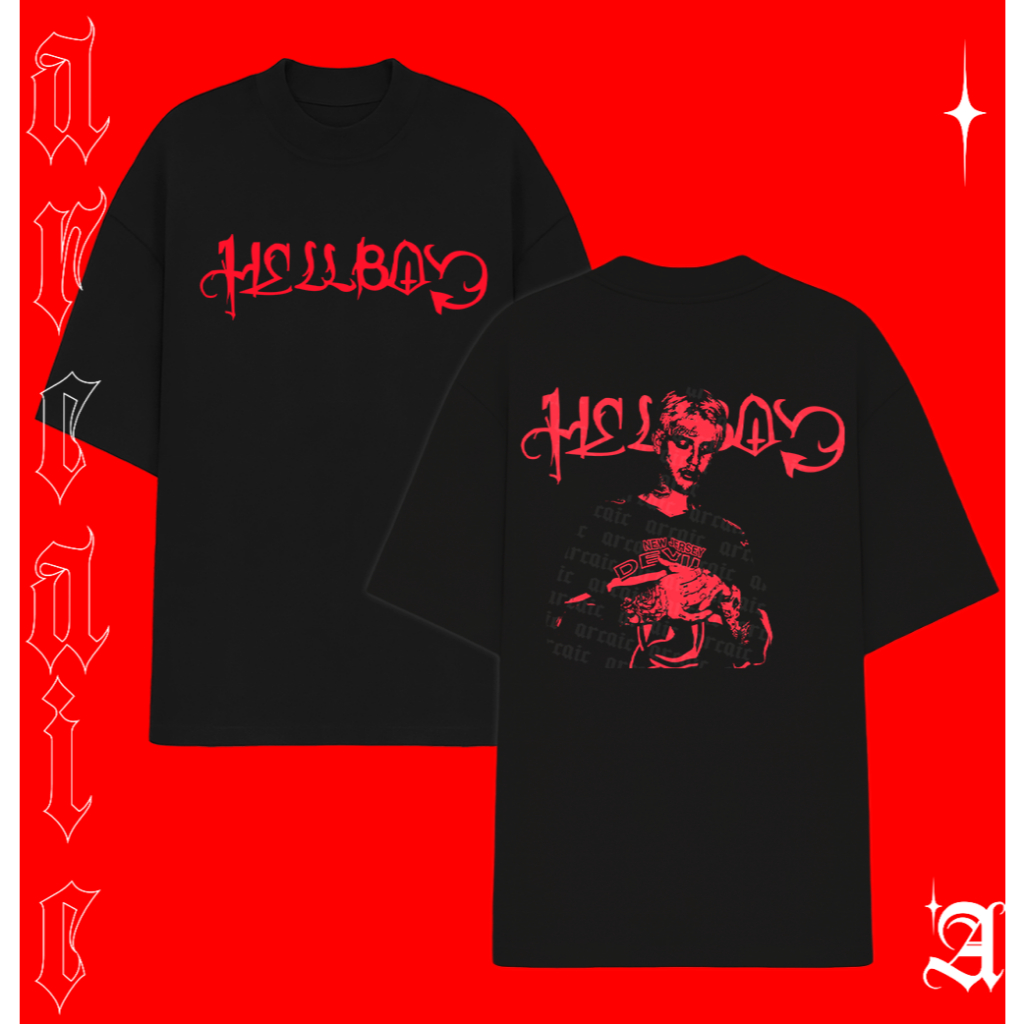 Camiseta STREETWEAR Streetwear Lil Peep Hellboy Meet In Heaven Graphic Tee Unissex