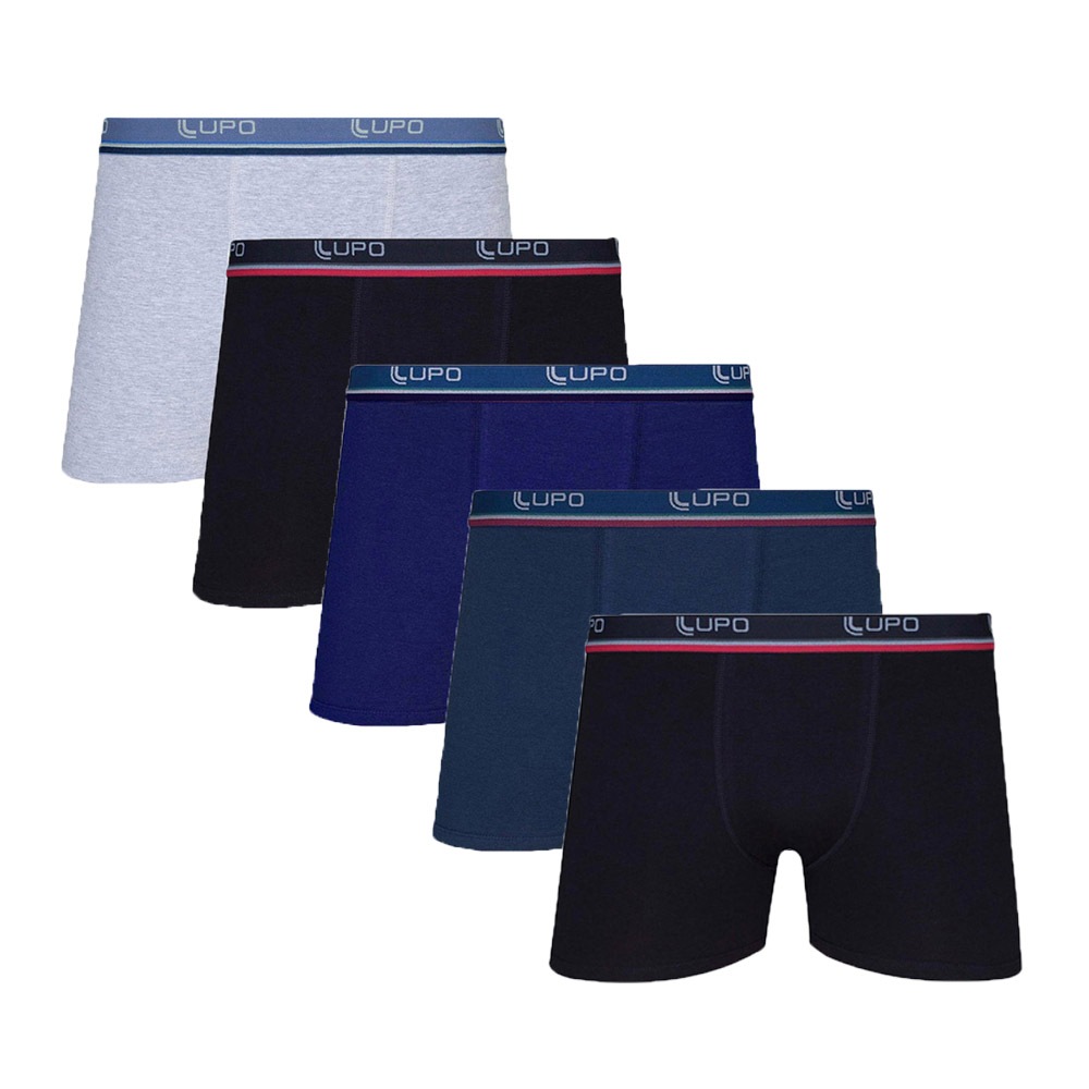 Kit 5 Cuecas Boxer Lupo Algodão Sortido - 523 - Men Clothes