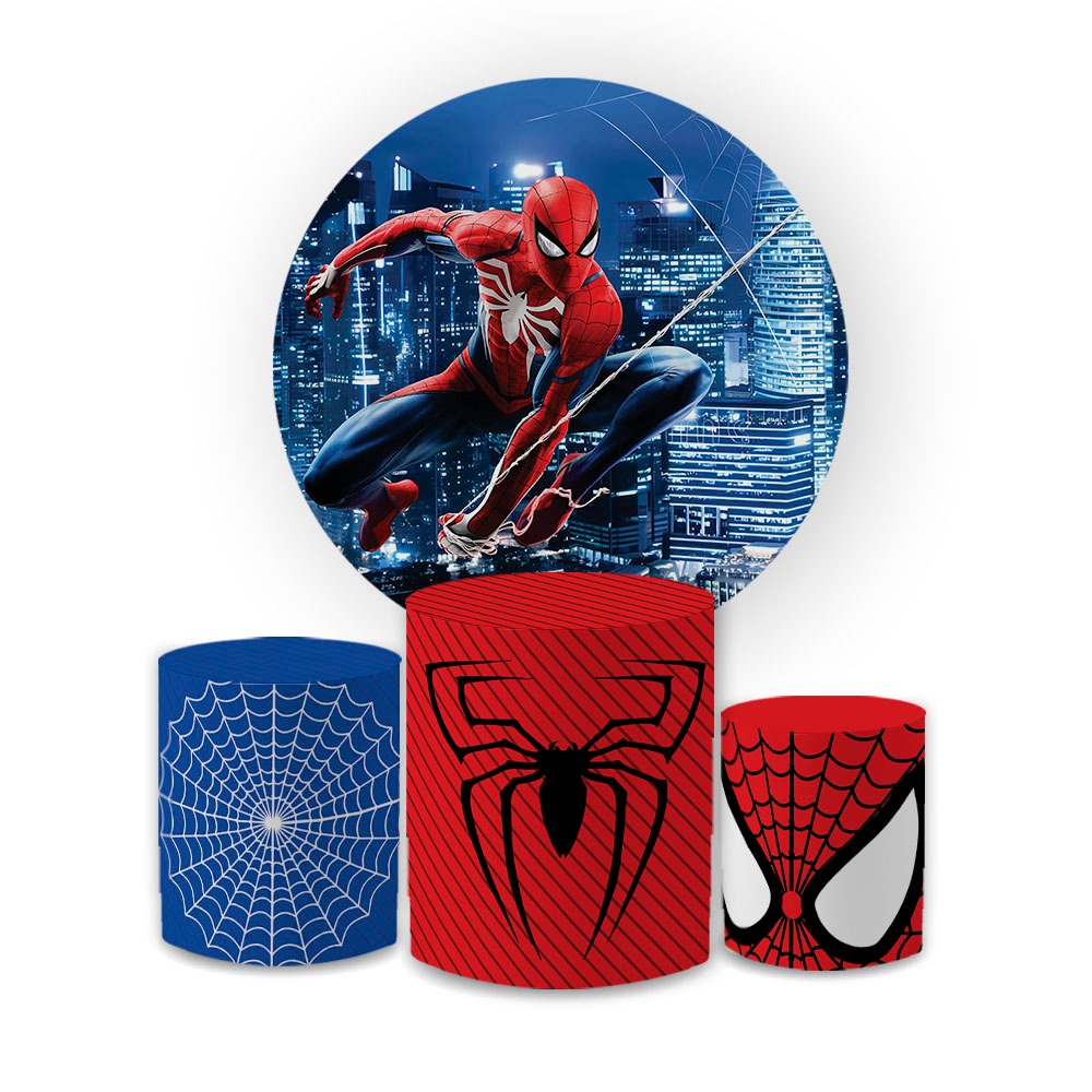 Kit Capa Painel E Trio Cilindro Tema Hom3m Aranh@ Decoração Elegante Festa Promoção em Oferta na Shopee