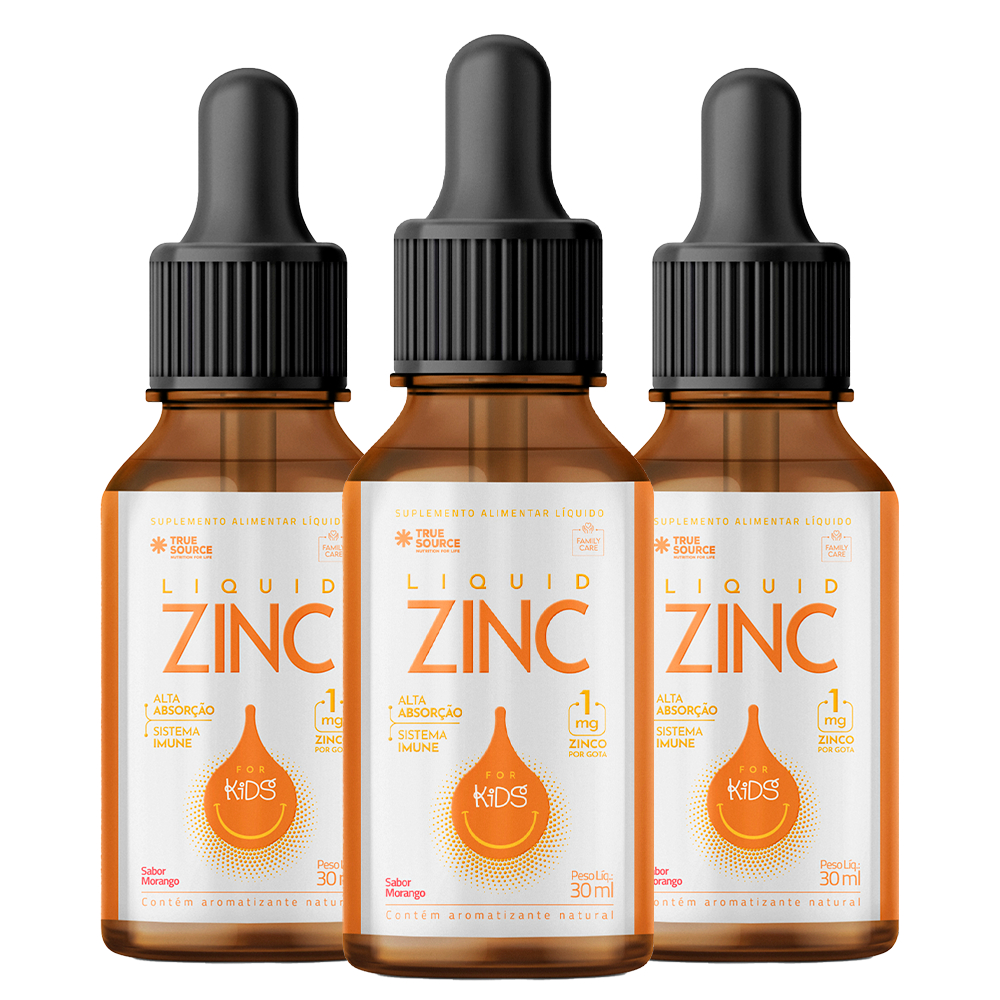True Source Zinc Líquido For Kids 30ml Sabor Morango