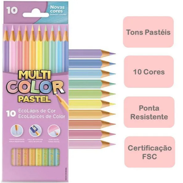 Lápis De Cor Ecolápis Tons Pastel 10 Cores