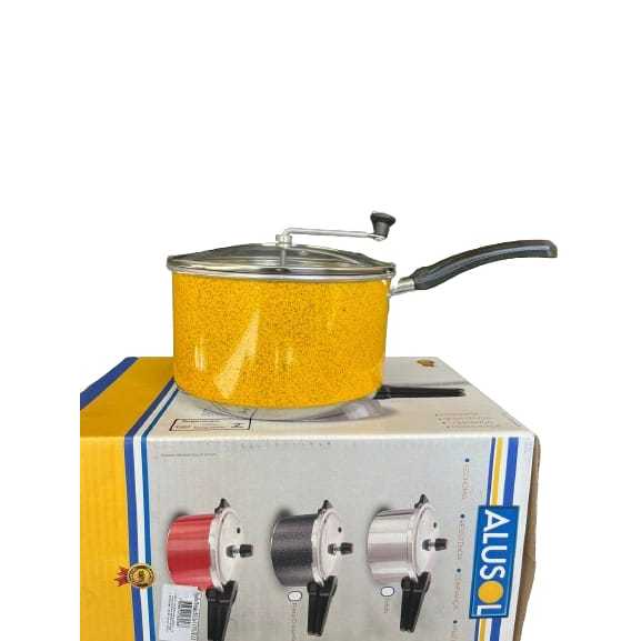 Panela Pipoqueira Amarela Poá 3,5L Antiaderente Tampa de Vidro