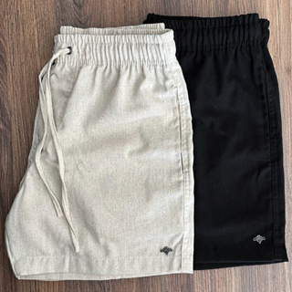 Kit 2 Shorts em Linho Masculino Premium Mauricinho Bermuda Casual Praia Verão Cor Offwhite Natural e Preto em Oferta na Shopee
