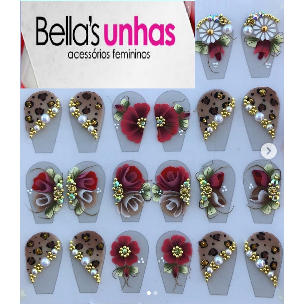 160 Adesivos 100% Artesanais Unhas Lindas Joias Pedrarias Strass