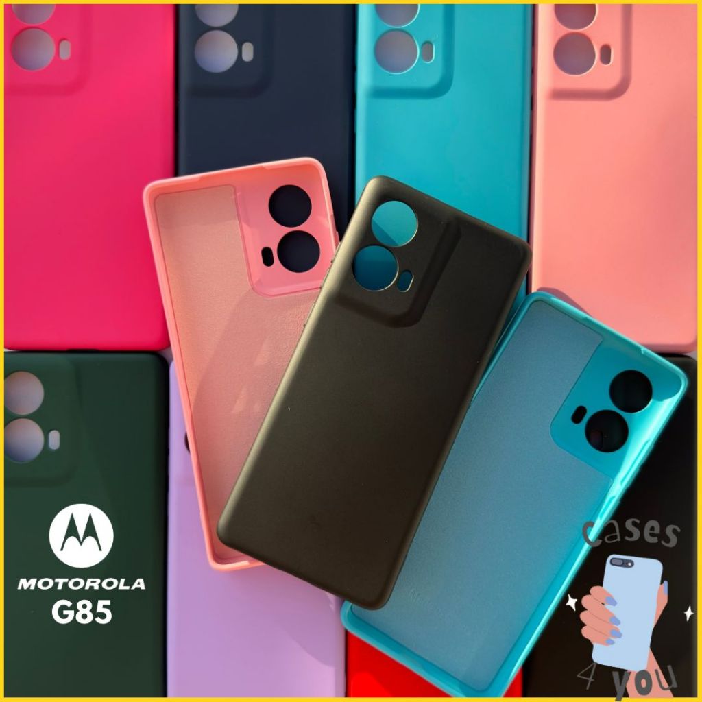 Capa Motorola Moto G85 + Película Curvada Câmera Case Capinha Colorida Cabo Carregador Para G 85 Pelicula Camera 3D