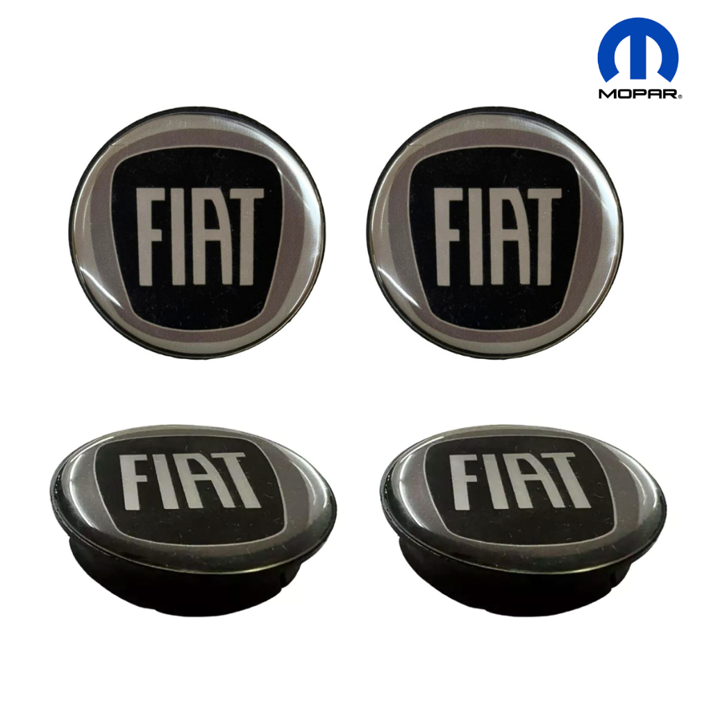Jogo Calota Emblema Roda Fiat Todos Preto Aro 14 15 17 Original Mopar
