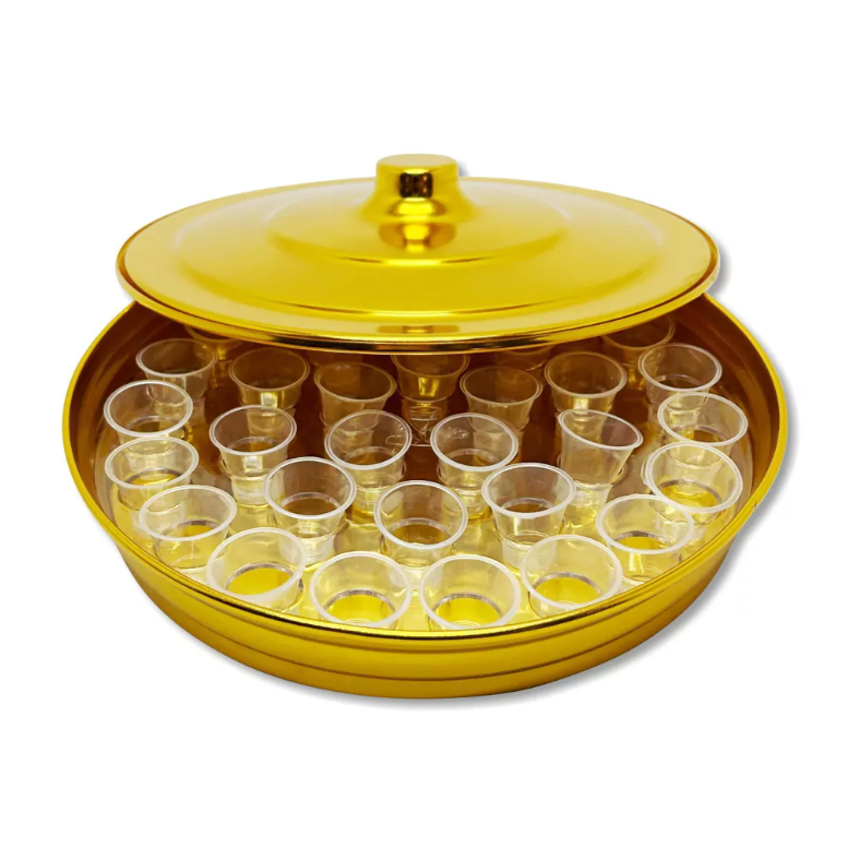 Bandeja Santa Ceia - Somente Cálice - Alumínio Dourada 29cm (34 unidades)