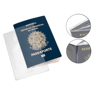 Capa Pvc Transparente Passaporte Com Bolso Kit Com 2 Capas em Oferta na Shopee