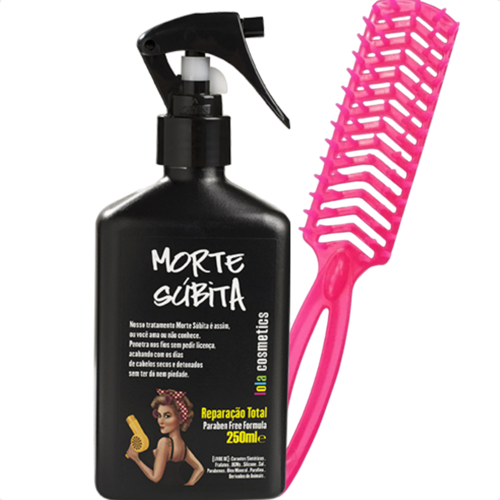 Kit Lola Cosmetics Morte Subita Reparação Total Spray Protetor Termico + Escova