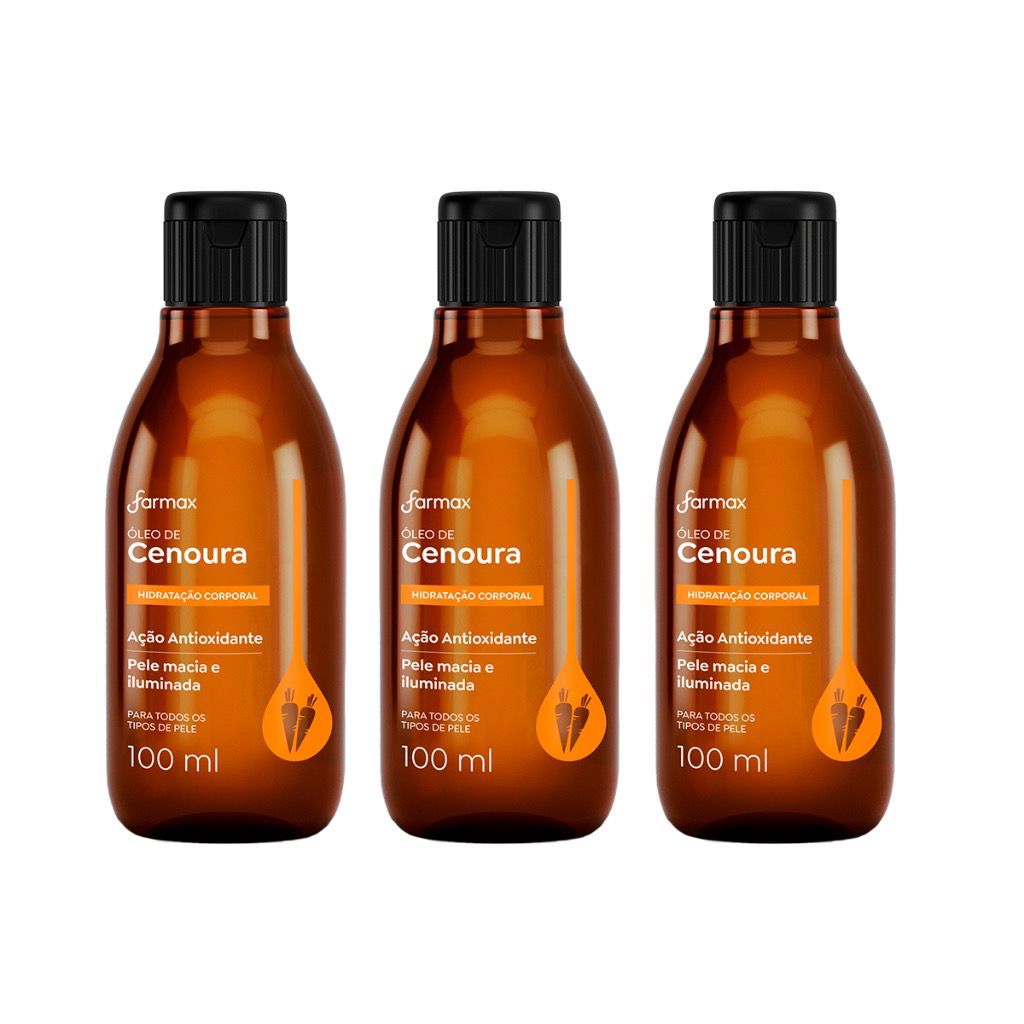 Kit C/3 Óleo Capilar e Corporal Cenoura 100ml - Farmax