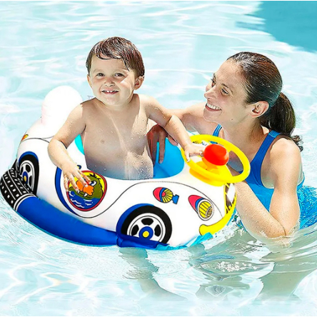 Boia Bote Inflável Infantil 60cm Piscina Praia  Modelo Carro Com Volante e Buzina PVC Resistente
